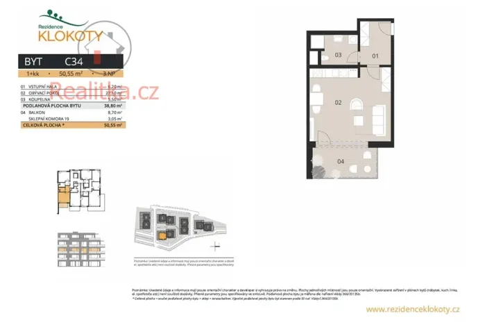 Prodej bytu 1+kk, Tábor - Klokoty, Jaroslava Vacka, 51 m2