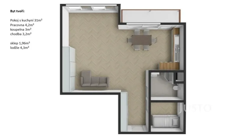 Prodej bytu 1+kk, Týnec nad Sázavou, Okružní, 37 m2