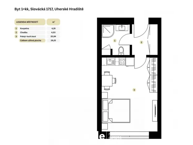 Prodej bytu 1+kk, Uherské Hradiště - Mařatice, Slovácká, 29 m2