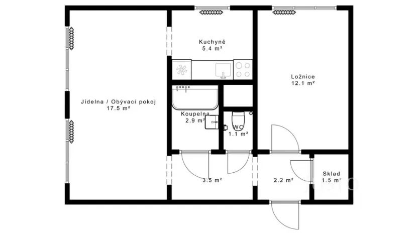 Prodej bytu 2+1, Praha - Kobylisy, Šimůnkova, 46 m2