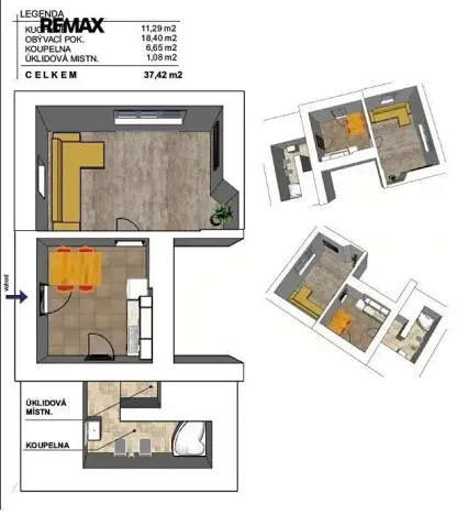 Pronájem bytu 1+1, Černošice, Jansova, 37 m2