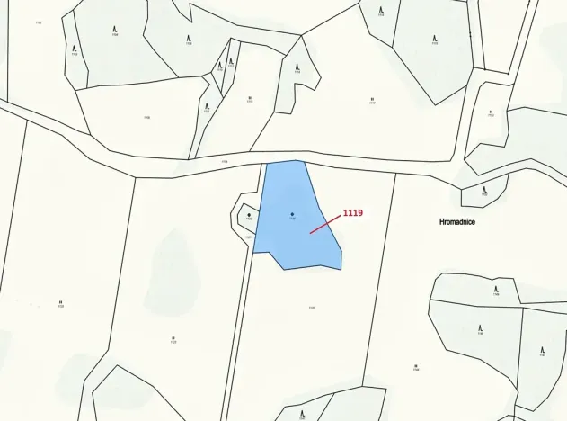 Dražba pozemku, Kadov, 3469 m2