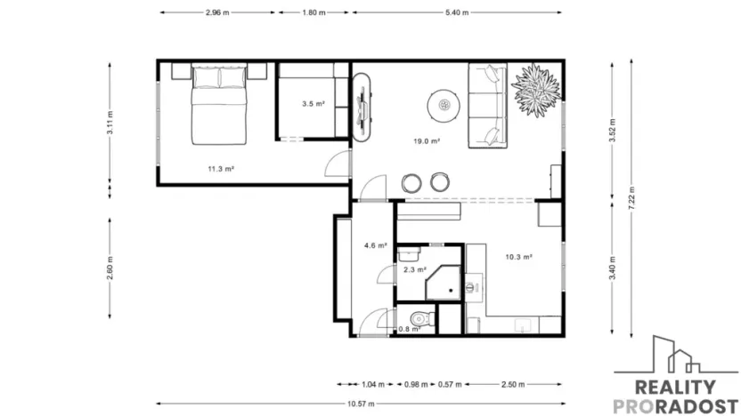 Prodej bytu 2+1, Břeclav, Dělnická, 57 m2