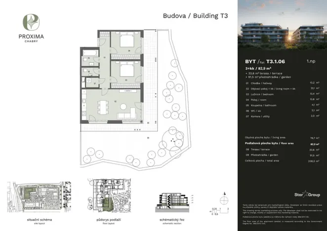 Prodej bytu 3+kk, Praha - Dolní Chabry, V Americe, 82 m2