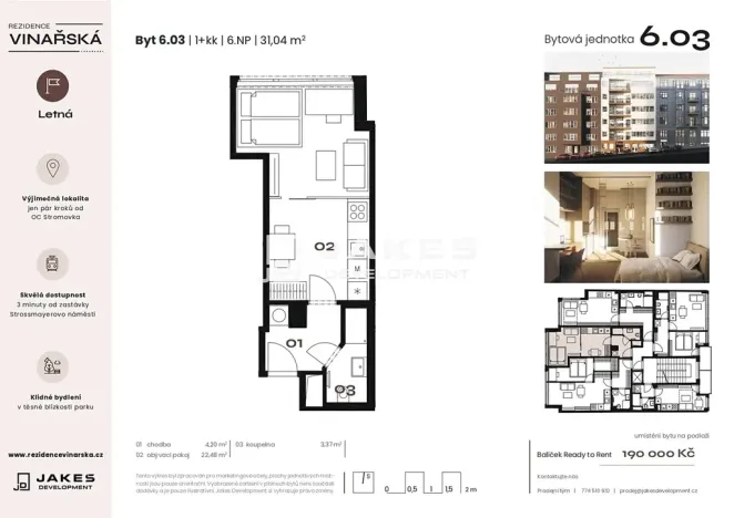 Prodej bytu 1+kk, Praha - Holešovice, Vinařská, 31 m2