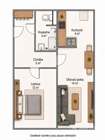 Pronájem bytu 2+kk, Praha - Michle, Mezipolí, 37 m2