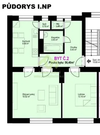 Pronájem bytu 2+1, Rokycany, Družstevní, 56 m2