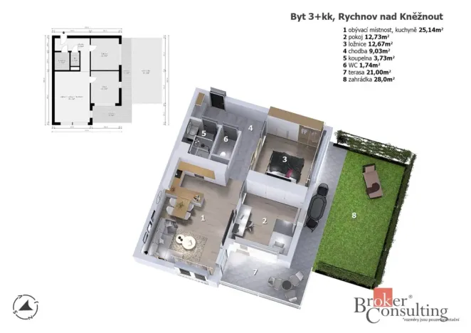 Prodej bytu 3+kk, Rychnov nad Kněžnou, Javornická, 65 m2