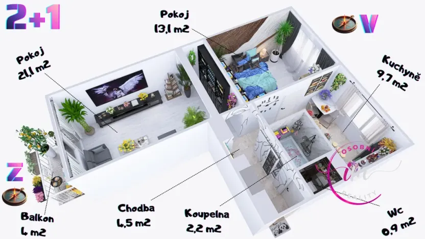 Prodej bytu 2+1, Jihlava, U Cihelny, 51 m2