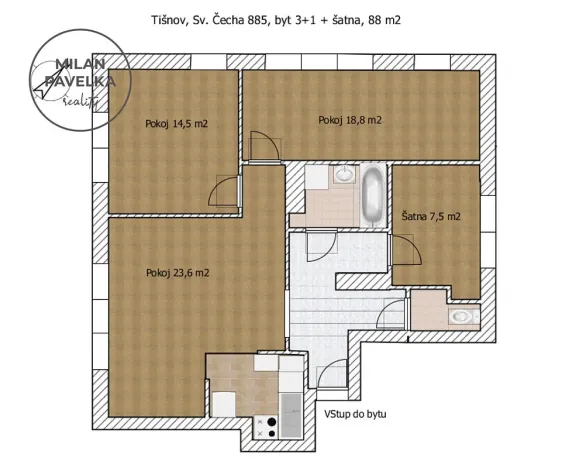 Prodej bytu 3+1, Tišnov, Sv. Čecha, 88 m2