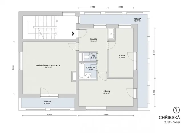 Prodej bytu 3+kk, Praha - Ďáblice, Chřibská, 90 m2