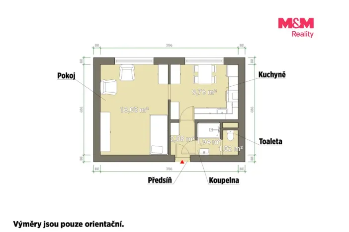 Pronájem bytu 1+1, Plzeň - Severní Předměstí, Elišky Krásnohorské, 32 m2