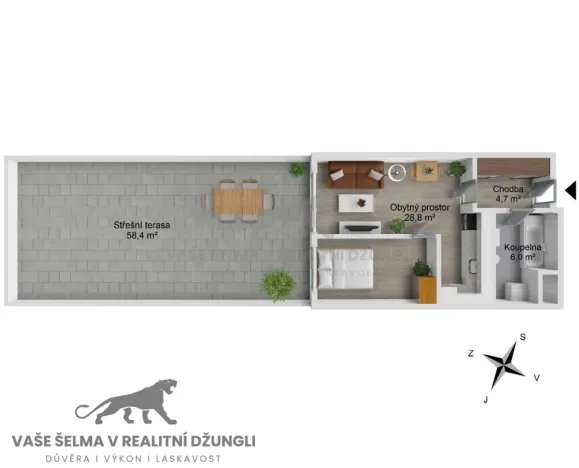 Prodej bytu 2+kk, Praha - Dolní Měcholupy, Honzíkova, 41 m2