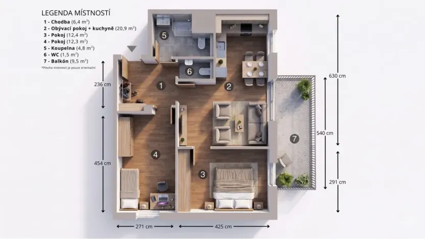 Pronájem bytu 3+kk, Teplice, Novoveská, 62 m2