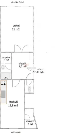 Pronájem bytu 1+1, Praha - Smíchov, Na Celné, 49 m2