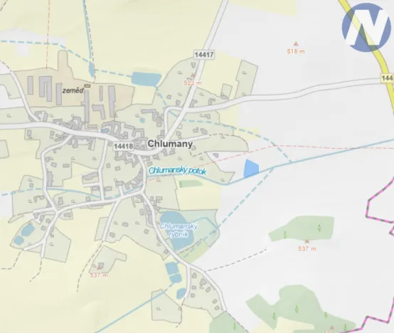 Prodej pozemku, Chlumany, 2447 m2