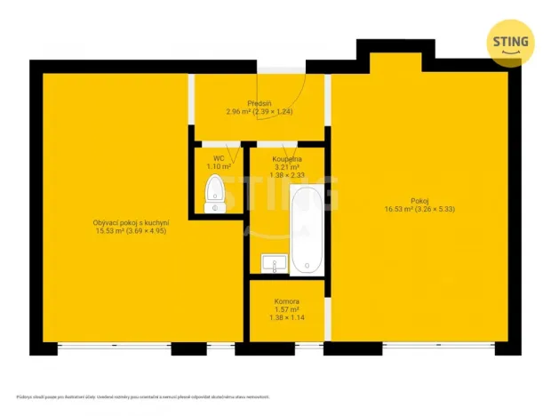 Pronájem bytu 2+kk, Vsetín, Na Kamencoch, 41 m2