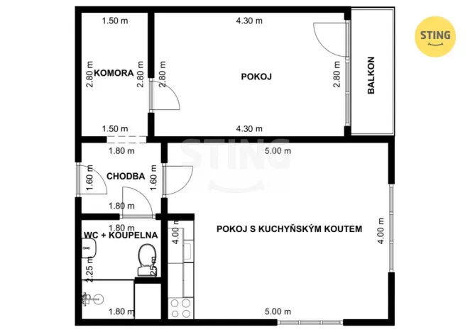 Prodej bytu 2+kk, Ostrava - Hrabůvka, Plzeňská, 48 m2