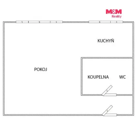 Pronájem bytu 1+kk, Pardubice - Polabiny, Mladých, 30 m2