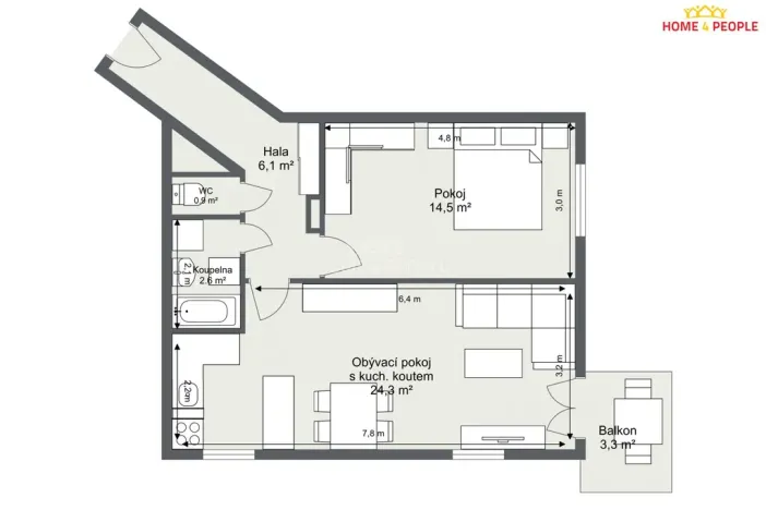 Prodej bytu 2+kk, Praha - Stodůlky, Wiedermannova, 48 m2
