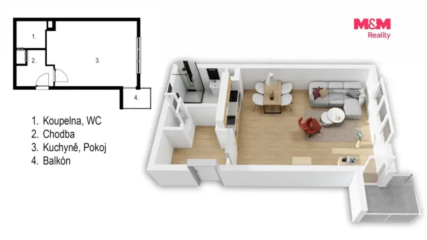 Prodej bytu 1+kk, Praha - Vršovice, V olšinách, 30 m2