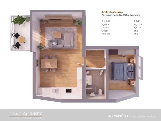 Prodej bytu 2+kk, Ivančice, Dr. Novotného, 53 m2