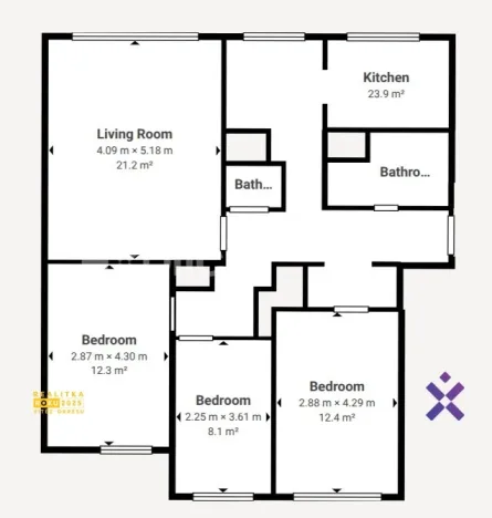 Pronájem bytu 4+1, Zlín, Moravská, 87 m2