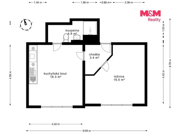 Prodej bytu 2+kk, Milovice, Mírová, 42 m2