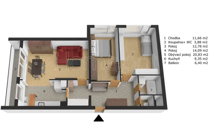 Pronájem bytu 3+1, Praha - Letňany, Ostravská, 73 m2