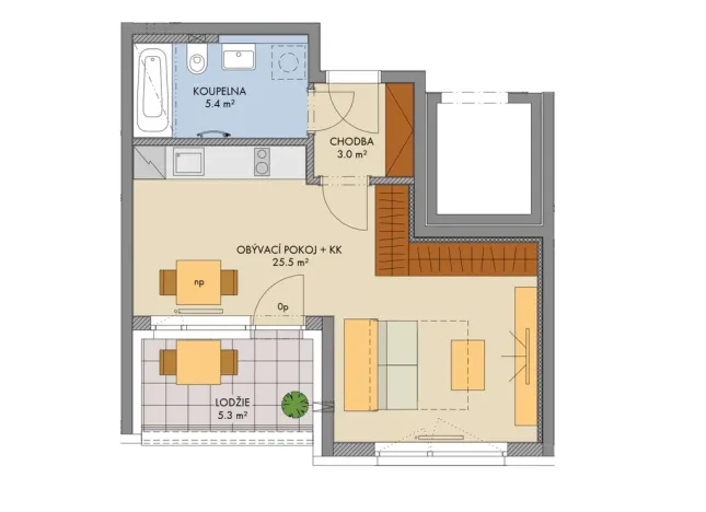 Prodej bytu 1+kk, Praha - Hlubočepy, Gollové, 35 m2