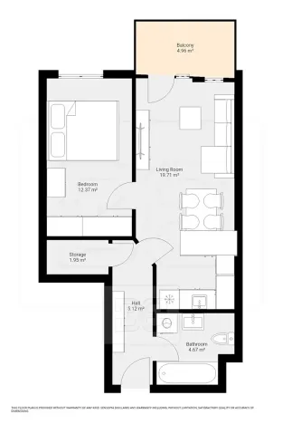 Pronájem bytu 2+kk, Praha - Letňany, Terezínská, 48 m2