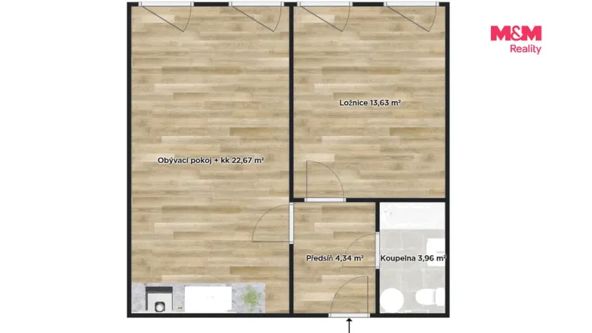 Pronájem bytu 2+kk, Čelákovice, Sokolovská, 45 m2