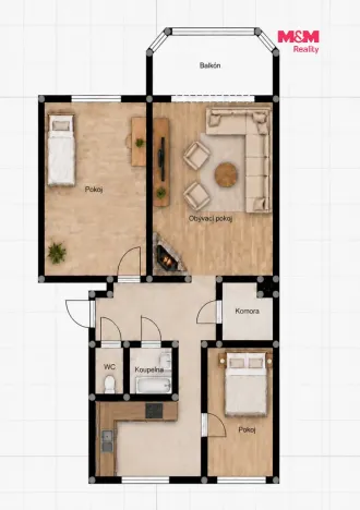 Prodej bytu 3+1, Krnov - Pod Bezručovým vrchem, Maxima Gorkého, 64 m2