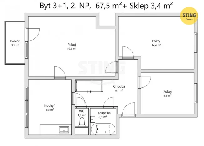 Prodej bytu 3+1, Lipová-lázně, 68 m2