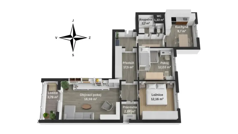 Prodej bytu 3+1, Brno - Bystrc, Teyschlova, 80 m2