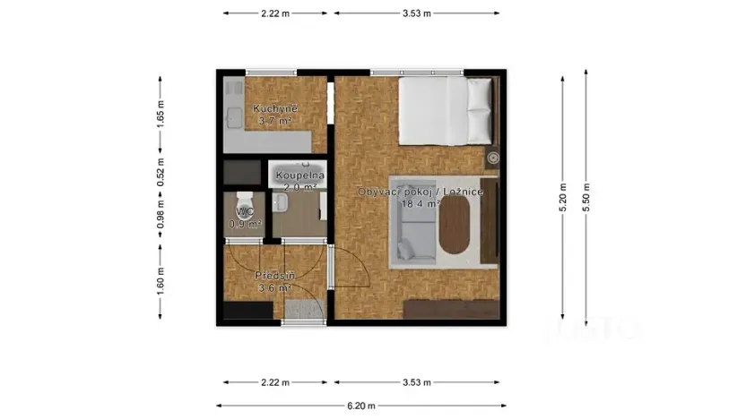 Prodej bytu 1+kk, Praha - Troja, Krynická, 28 m2