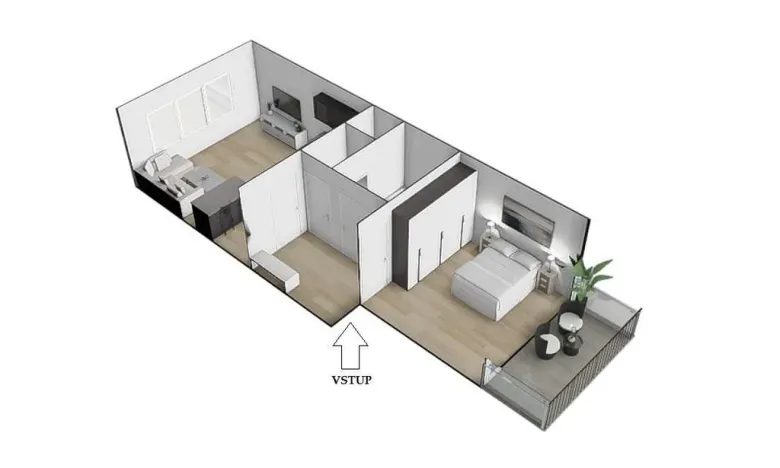 Pronájem bytu 2+kk, Brno - Židenice, Letní, 56 m2