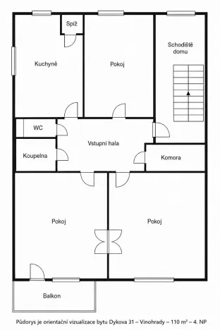 Pronájem bytu 4+kk, Praha - Vinohrady, Dykova, 110 m2