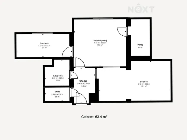 Prodej bytu 3+1, České Budějovice, Loucká, 58 m2