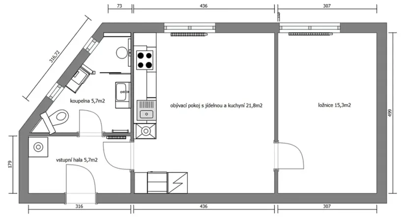 Pronájem bytu 2+kk, Praha - Žižkov, Jeseniova, 51 m2