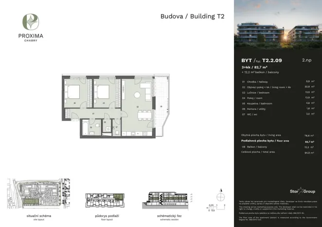 Prodej bytu 3+kk, Praha - Dolní Chabry, Podhorská, 82 m2