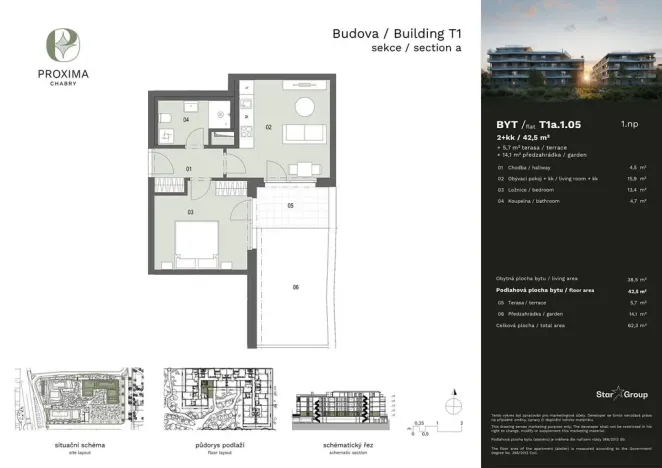 Prodej bytu 2+kk, Praha - Dolní Chabry, Podhorská, 42 m2