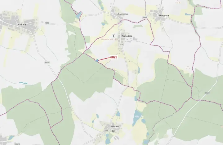 Dražba lesa, Krátošice, 2849 m2