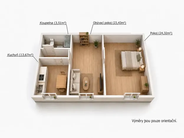 Pronájem bytu 2+1, Horažďovice, Komenského, 65 m2
