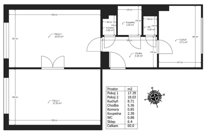 Pronájem bytu 2+1, Pardubice - Bílé Předměstí, Polská, 60 m2