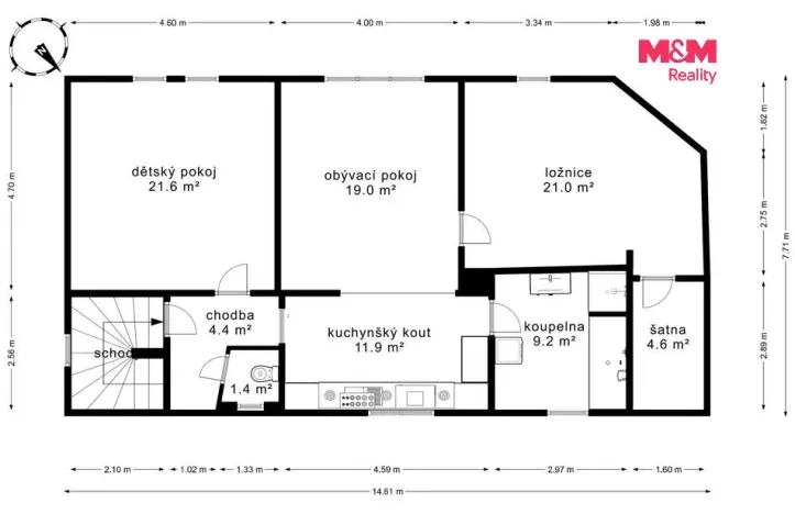 Prodej bytu 3+1, Milovice, Mírová, 93 m2
