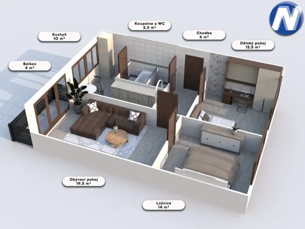 Pronájem bytu 3+1, Volary, Sídl. Míru, 67 m2