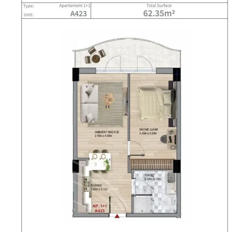 Prodej bytu 2+kk, Golem, kraj Tirana, Albánie, 62 m2