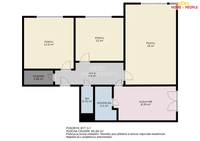 Prodej bytu 3+1, Brno - Černovice, Kneslova, 65 m2