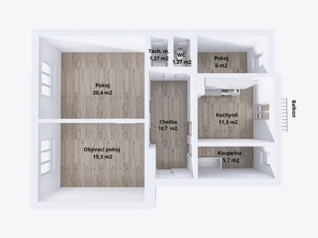 Pronájem bytu 3+1, Olomouc, Dukelská, 76 m2